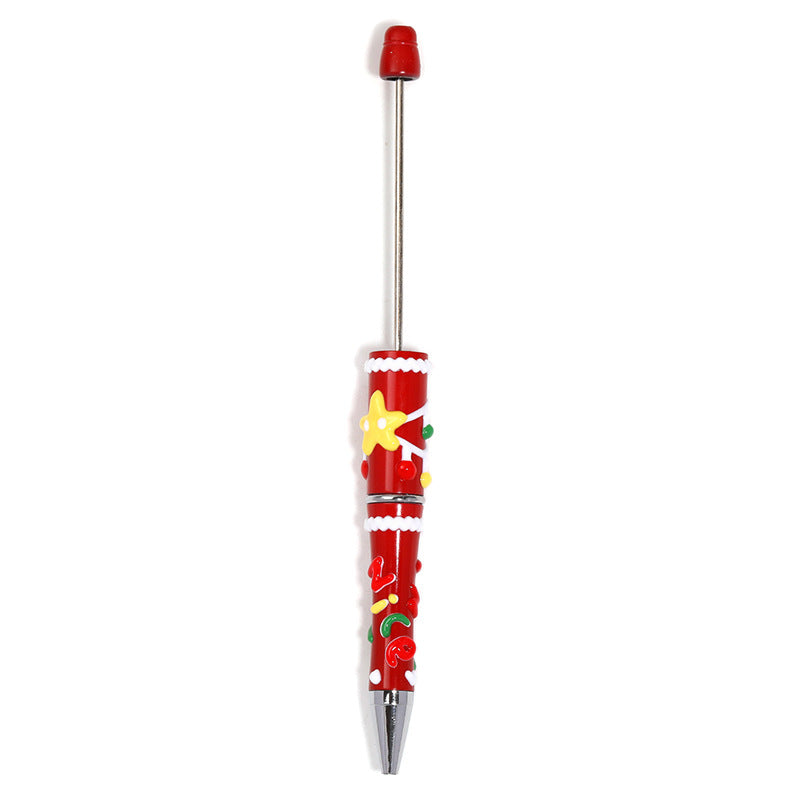 Cross-Border Christmas Hand-Painted Beaded Pen