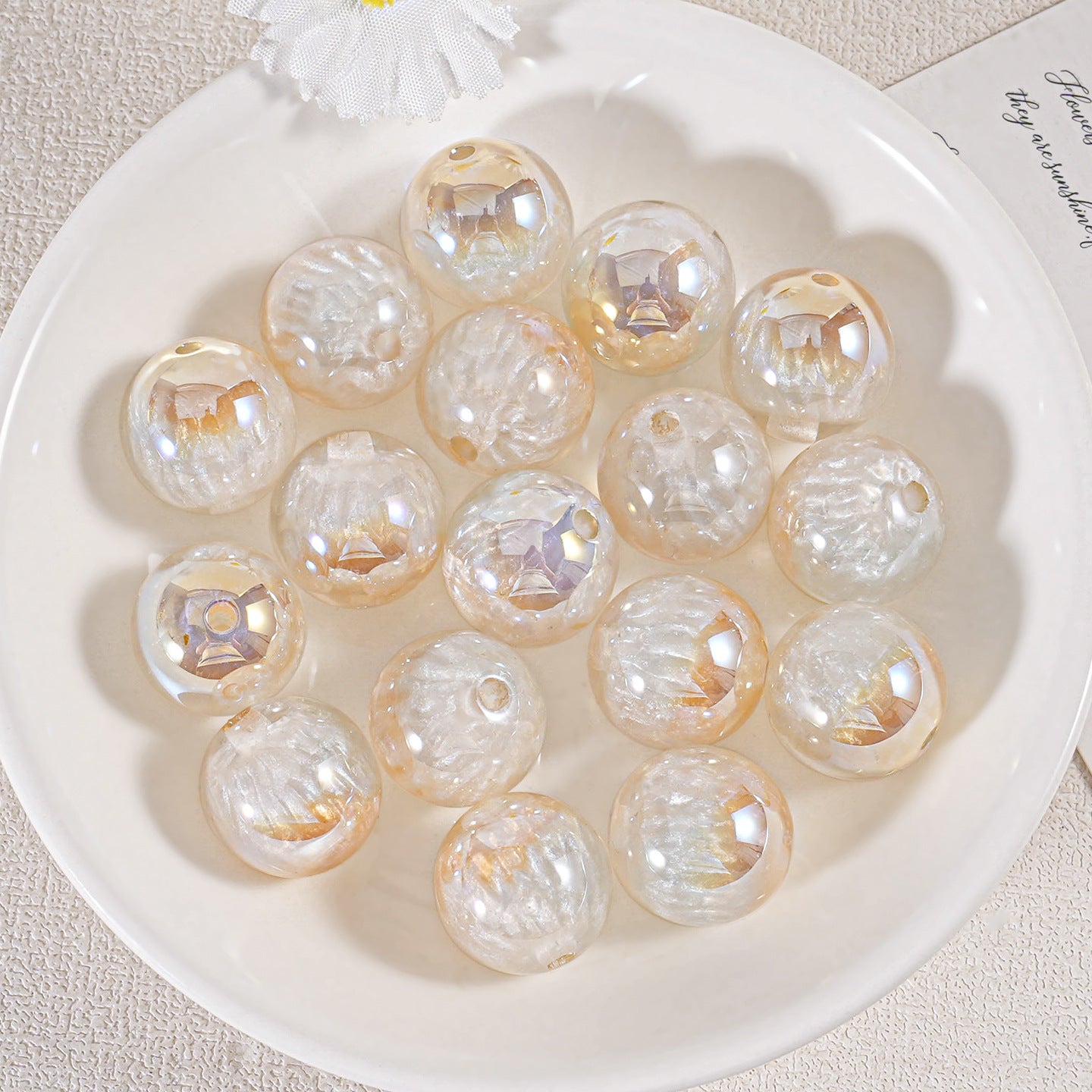 Oil Painting Straight Hole Round Bead DIY