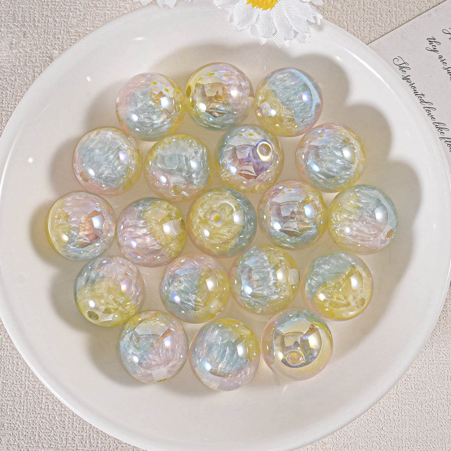 Oil Painting Straight Hole Round Bead DIY