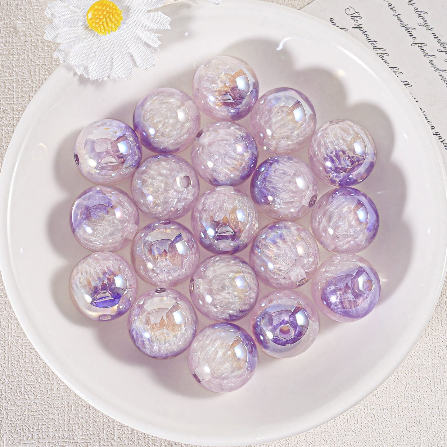 Oil Painting Straight Hole Round Bead DIY