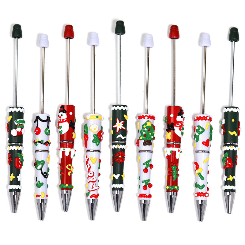 Cross-Border Christmas Hand-Painted Beaded Pen