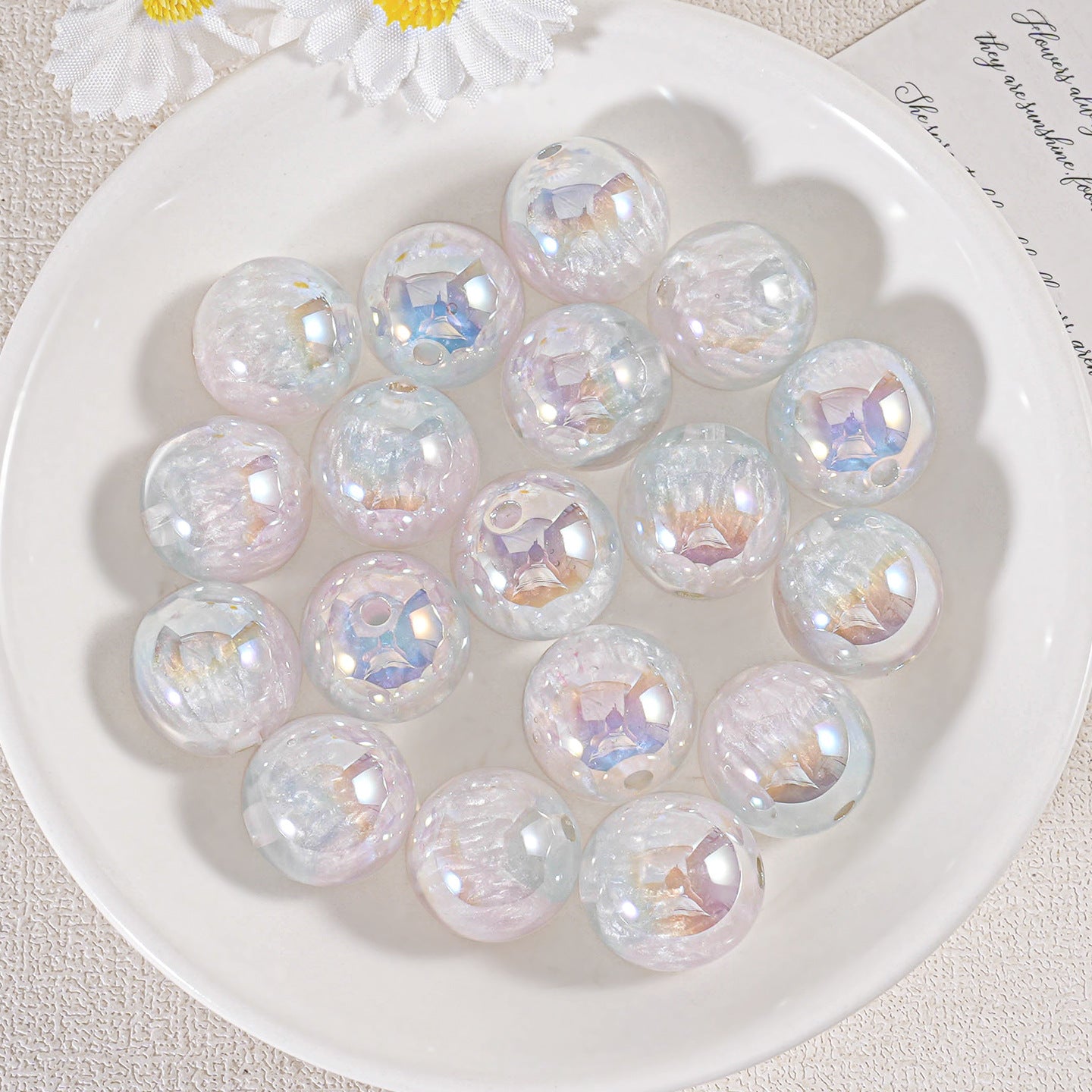 Oil Painting Straight Hole Round Bead DIY