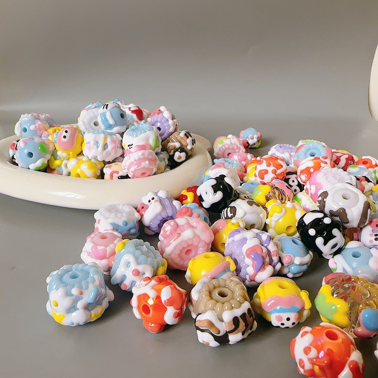 Colorful Hand-Painted Beads For DIY Phone Chain / Keychain