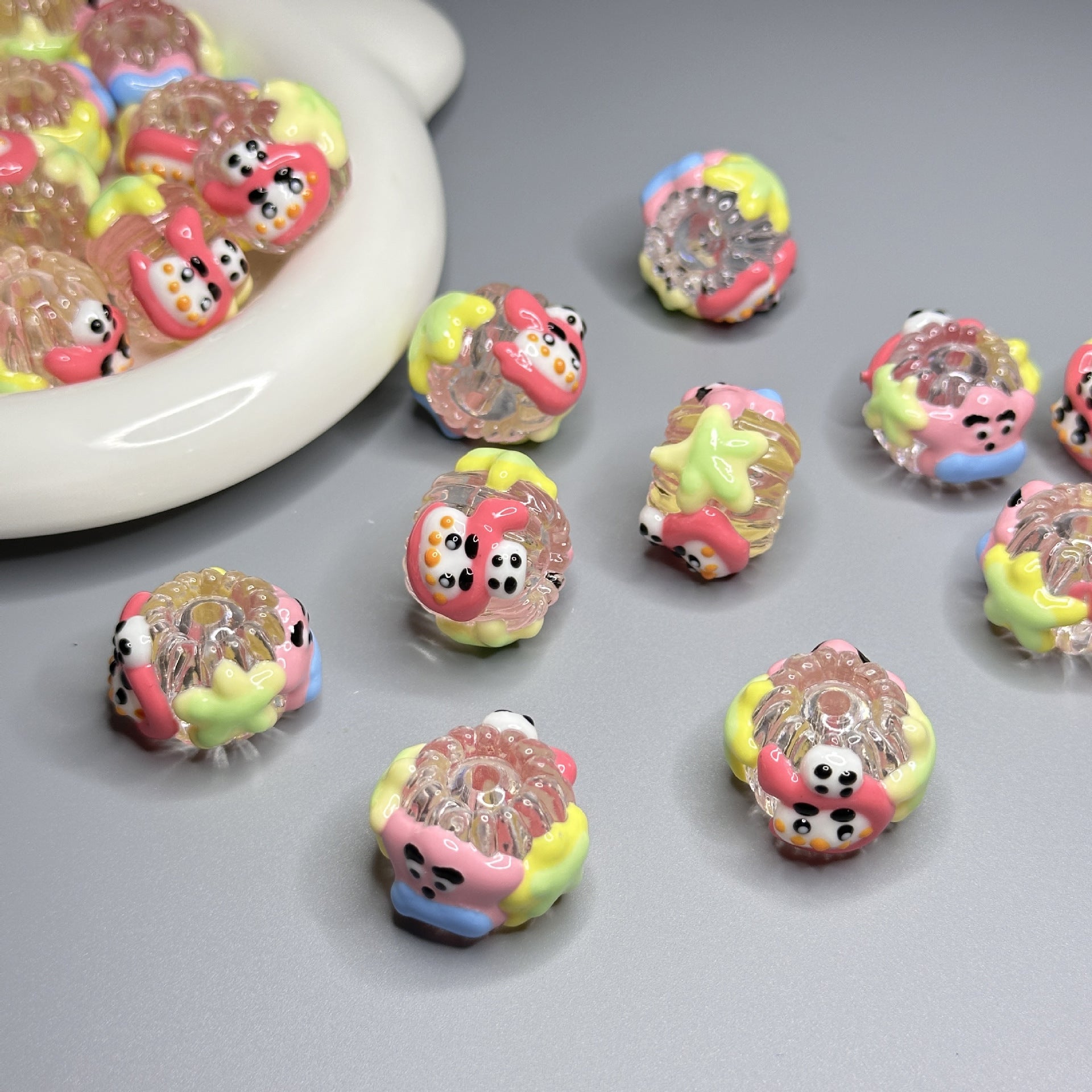 Colorful Hand-Painted Beads For DIY Phone Chain / Keychain