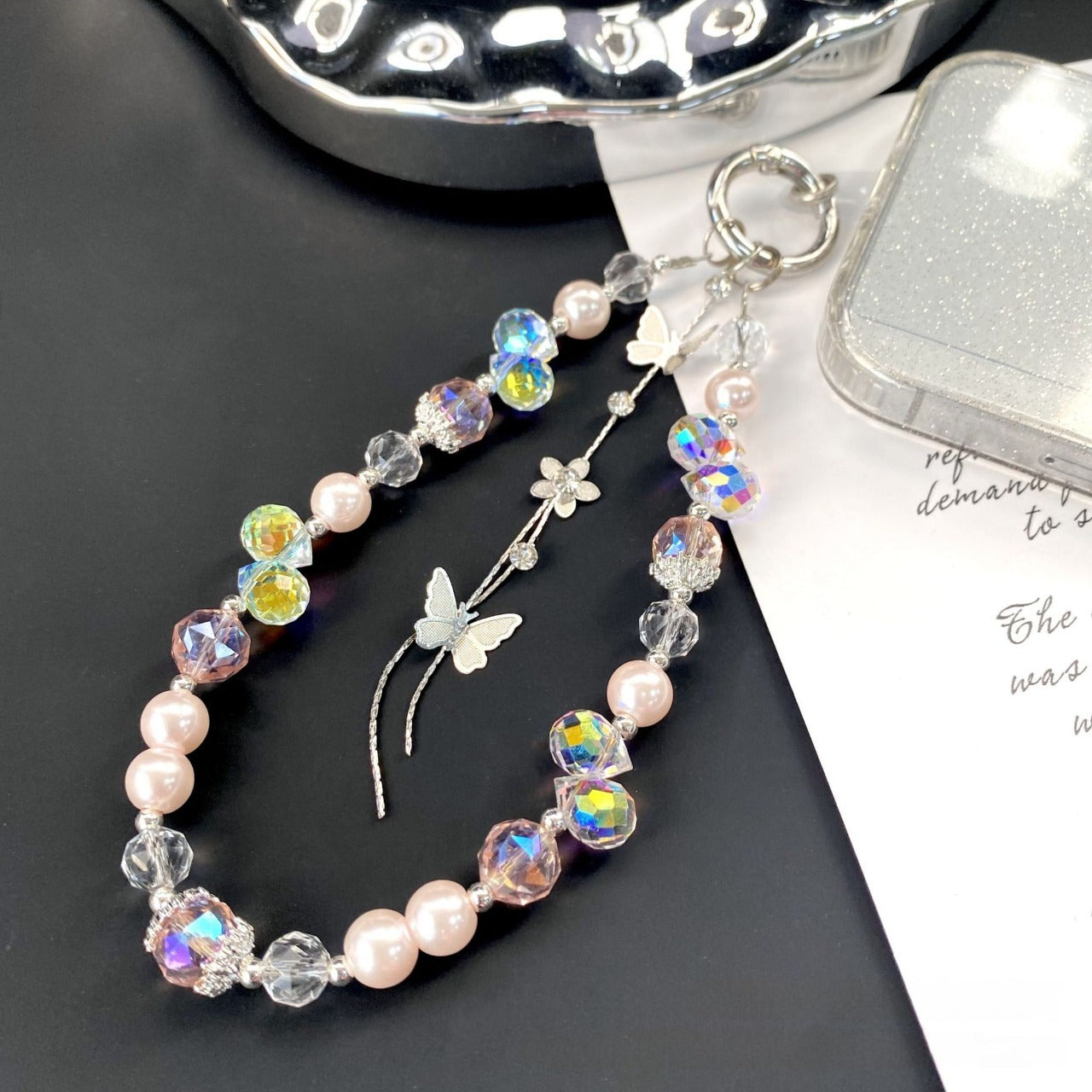 Crystal Butterfly Tassel Phone Charm