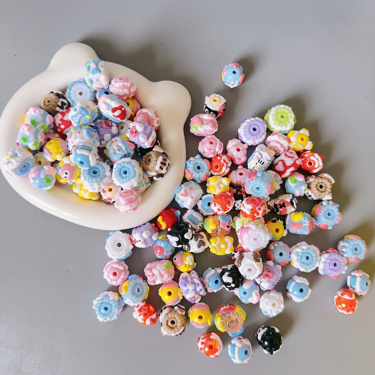 Colorful Hand-Painted Beads For DIY Phone Chain / Keychain