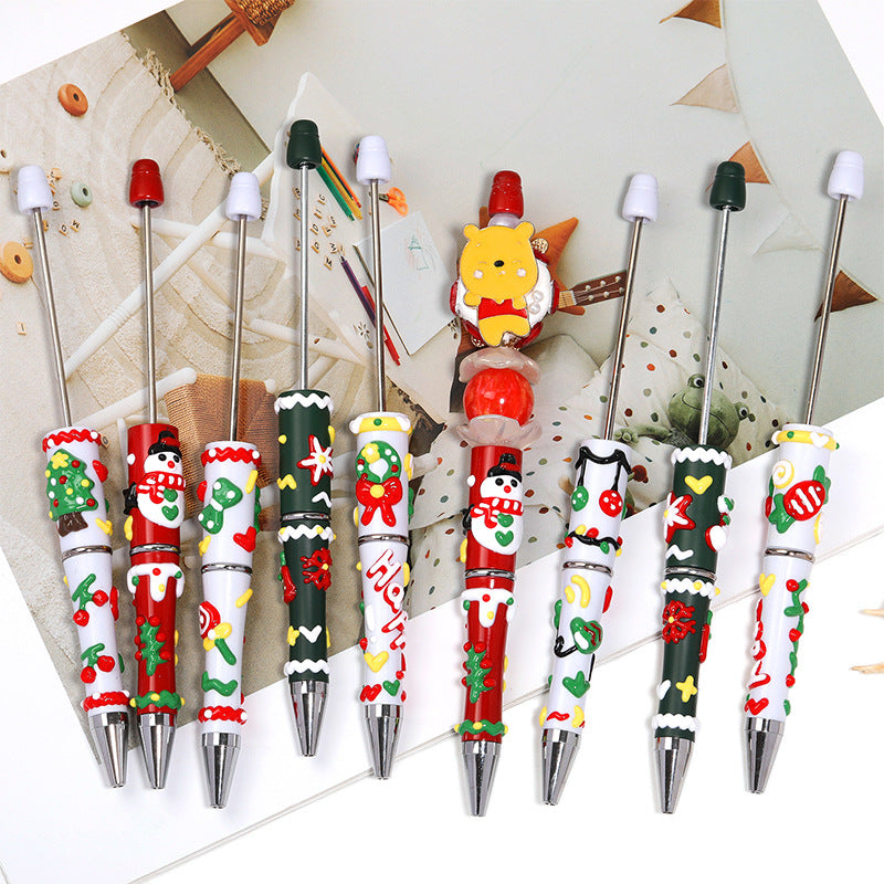 Cross-Border Christmas Hand-Painted Beaded Pen