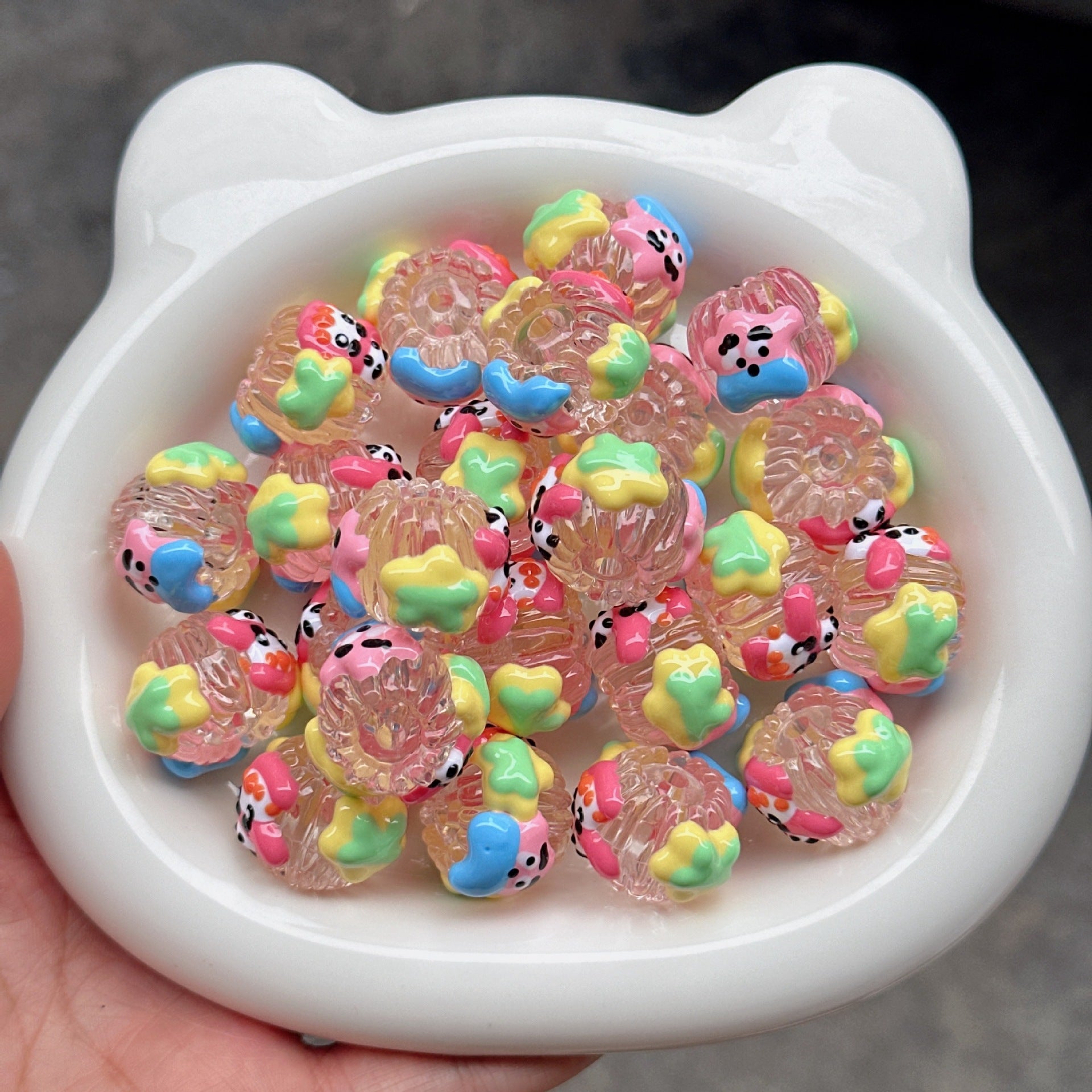 Colorful Hand-Painted Beads For DIY Phone Chain / Keychain