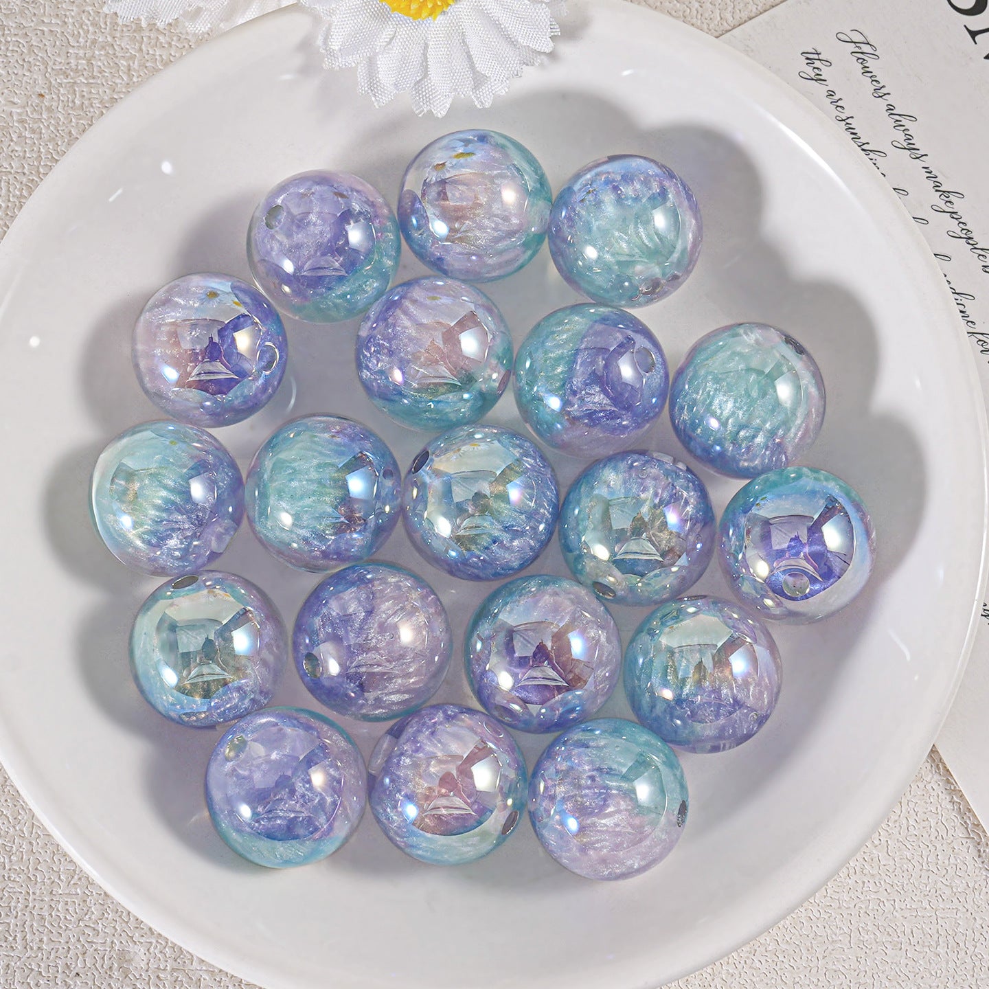 Oil Painting Straight Hole Round Bead DIY