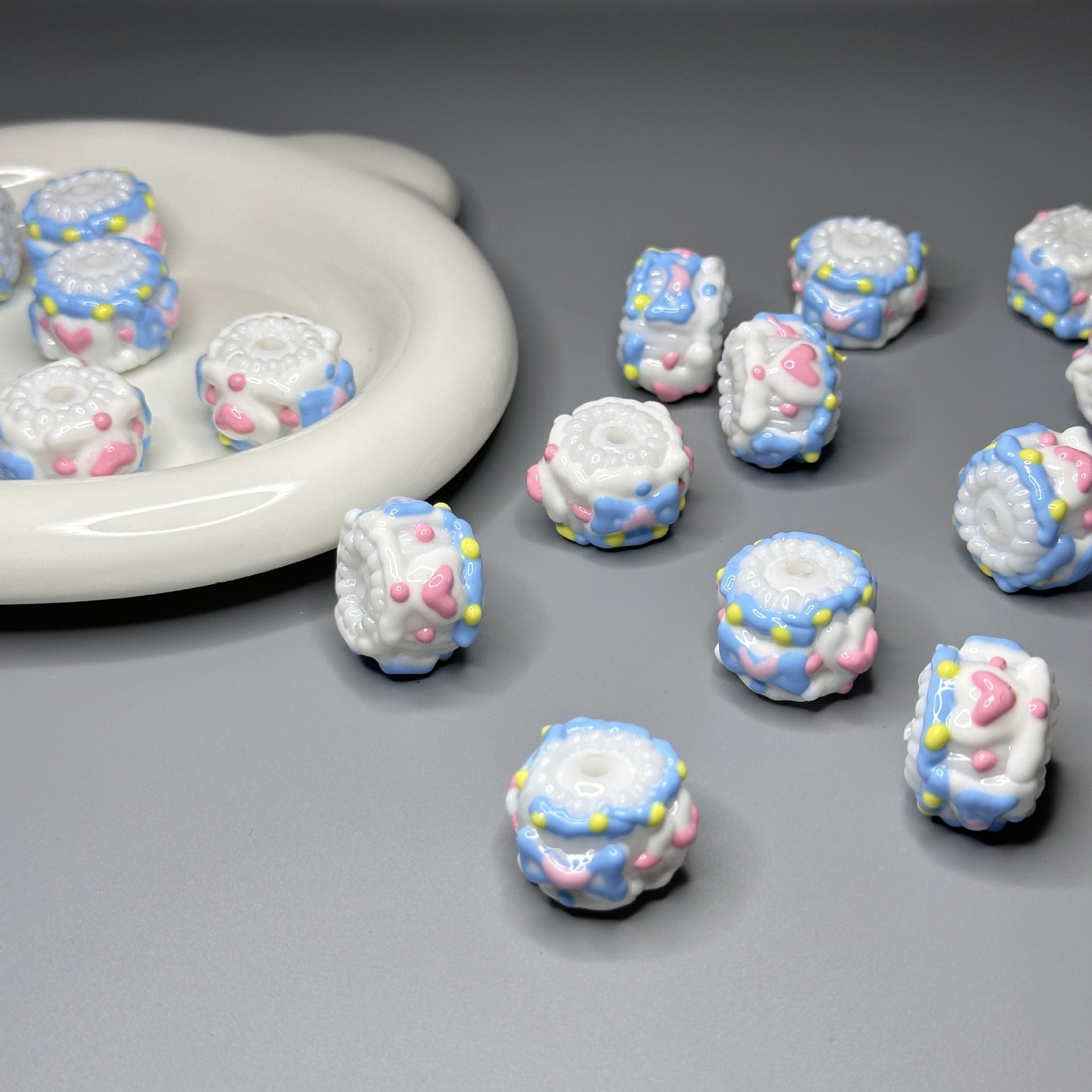 Colorful Hand-Painted Beads For DIY Phone Chain / Keychain