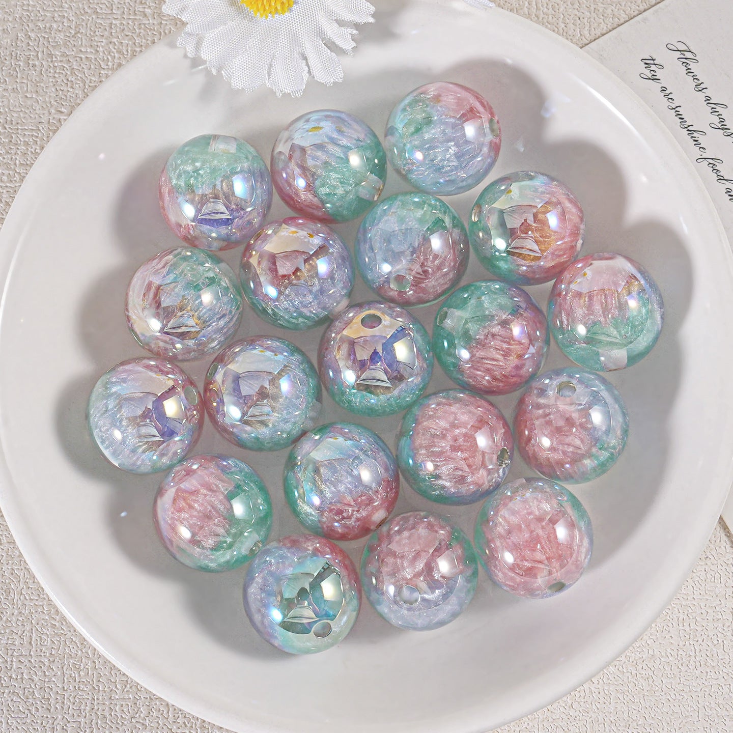 Oil Painting Straight Hole Round Bead DIY